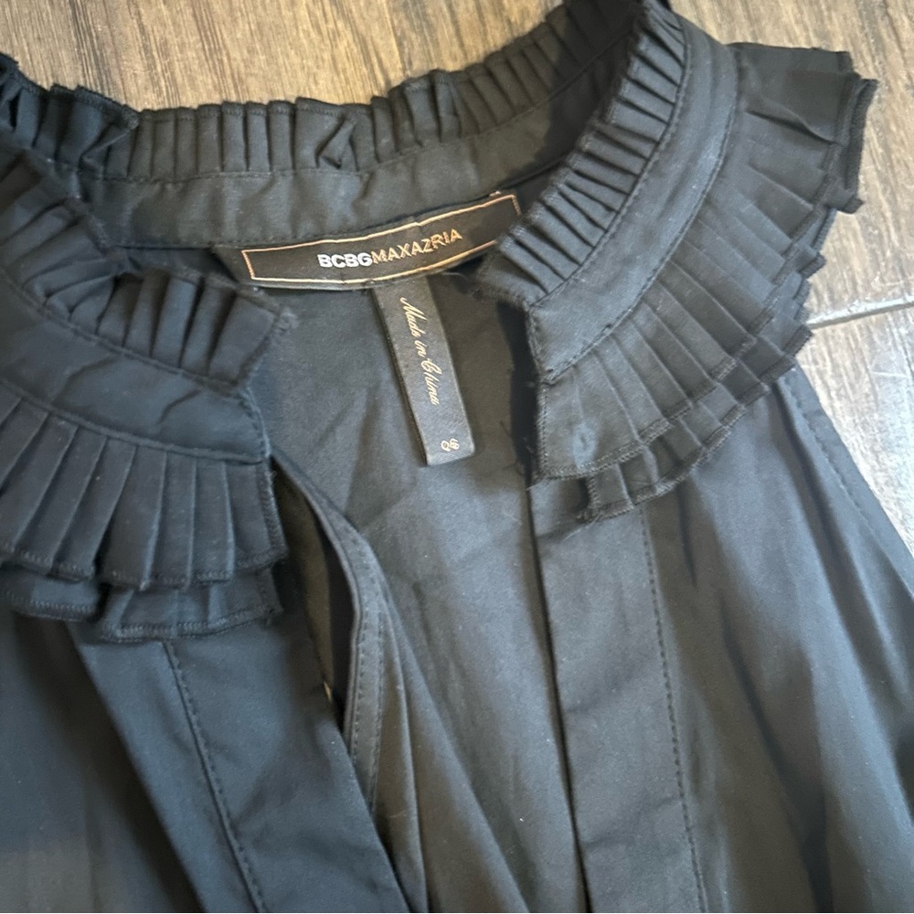 Vintage BCBGMaxAzria Pleated Halter Mini Dress Black Size 6 - Picture 4 of 8